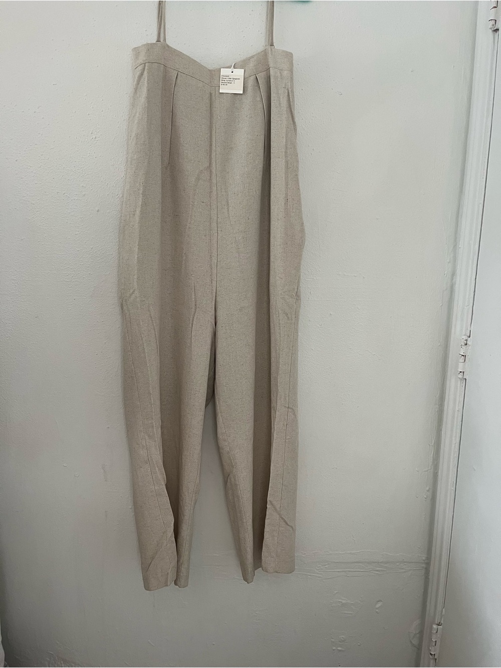 Frankie Shop Neutral Beige Linen-Blend High-Waist Jumpsuit